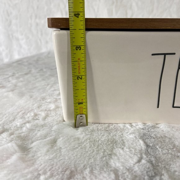 Rae Dunn Ceramic Divided Tea Bag Holder/Organizer with Wood Lid Rare find - Picture 8 of 10